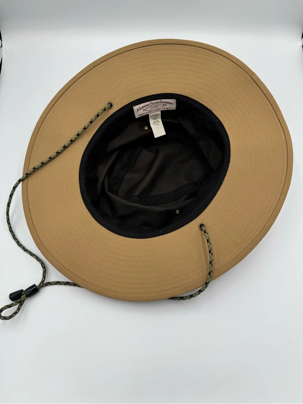 Filson Twin Falls Travel Canvas Bucket Hat with Green-Black Braided Chin Strap